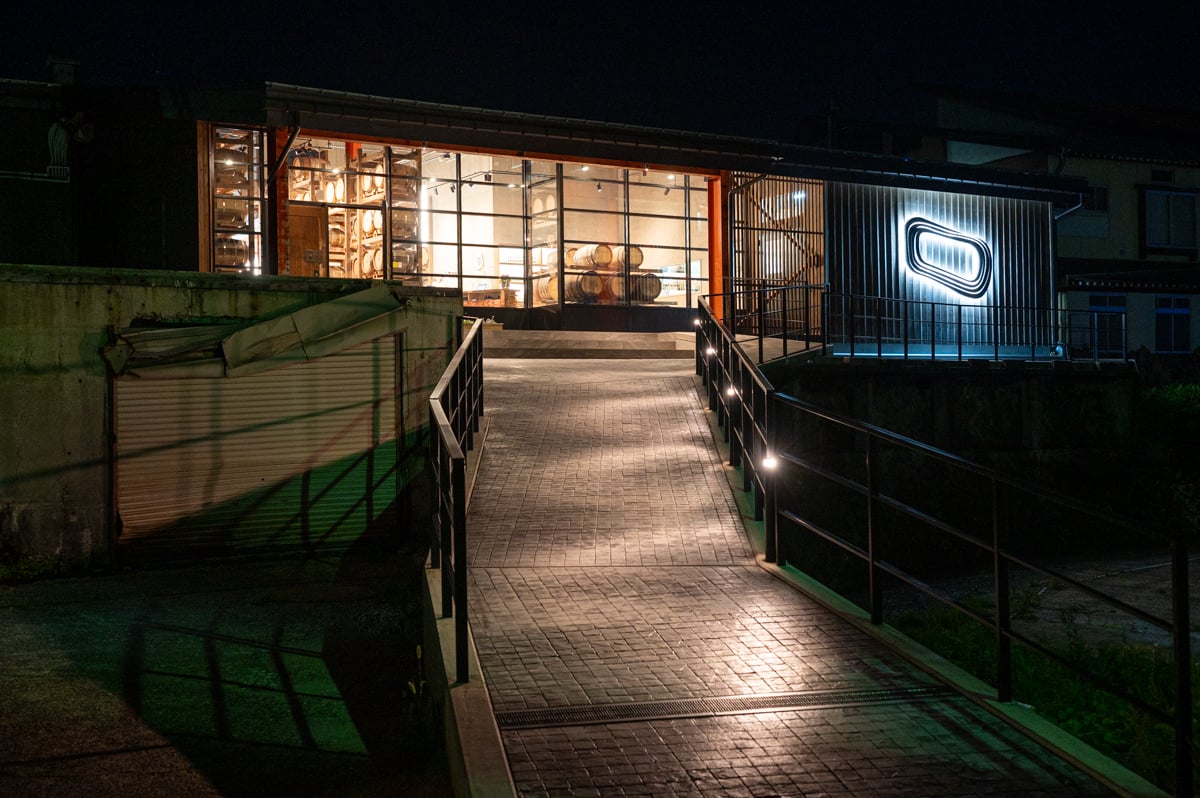 The exterior of Nozawa Onsen Distillery at night