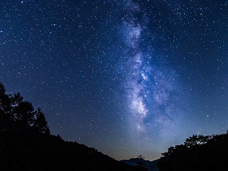 A Starry Night Sky on the Roof of Japan