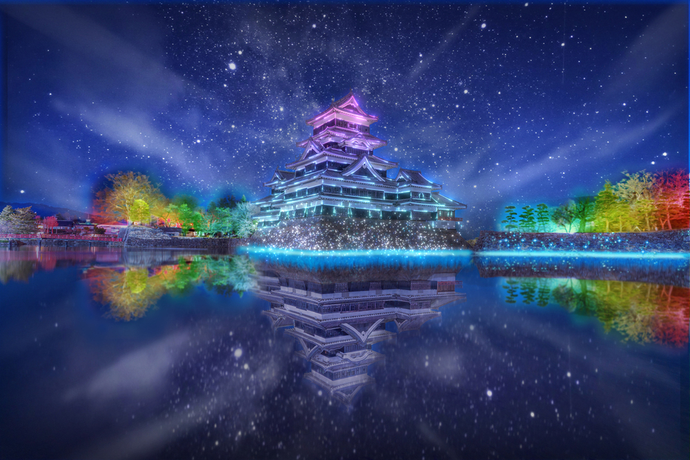 松本城レーザーマッピング「松本城～氷晶きらめく水鏡～」※写真はイメージ